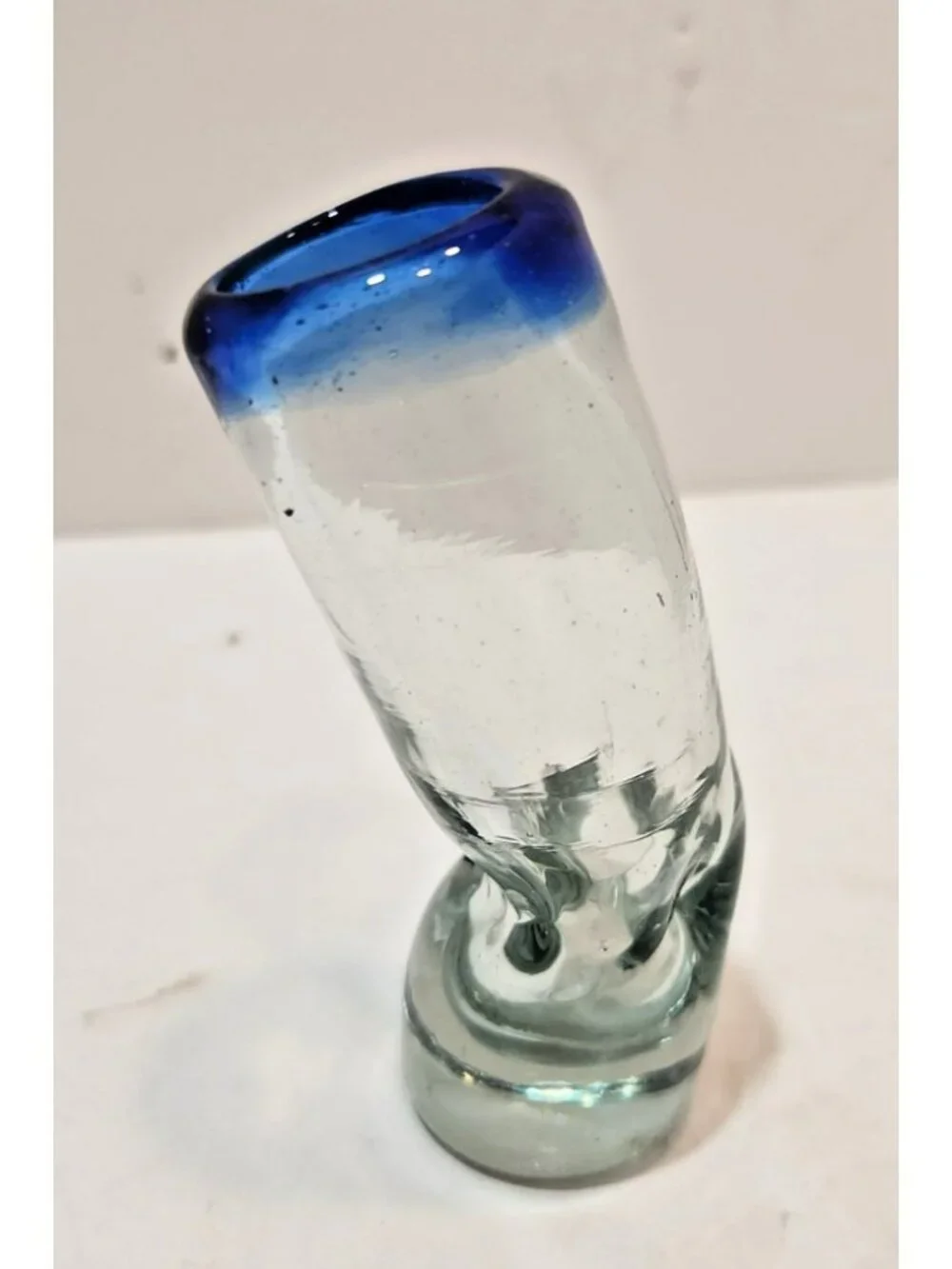 Mextequil Mexican Tequila Shot Glass Hand Blown Glass - Set of 5  2 oz- Bent